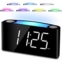 Mesqool Despertador del Dormitorio- Relojes Digitales Grandes de 7&quot-- 7 Luces de Noche de Colores- Atenuador- 2…